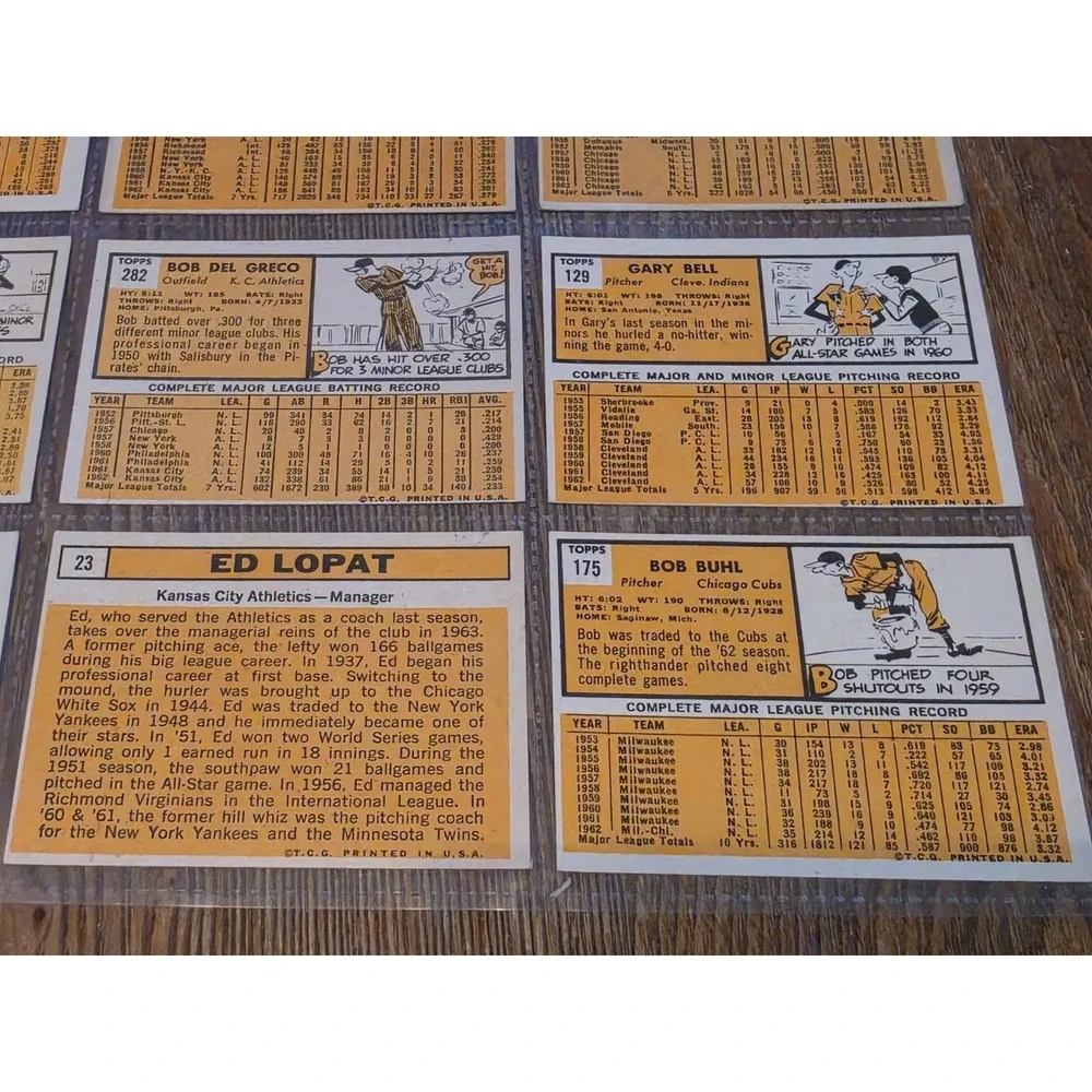 Vintage 1963 Topps Baseball Cards Sheet Of 9